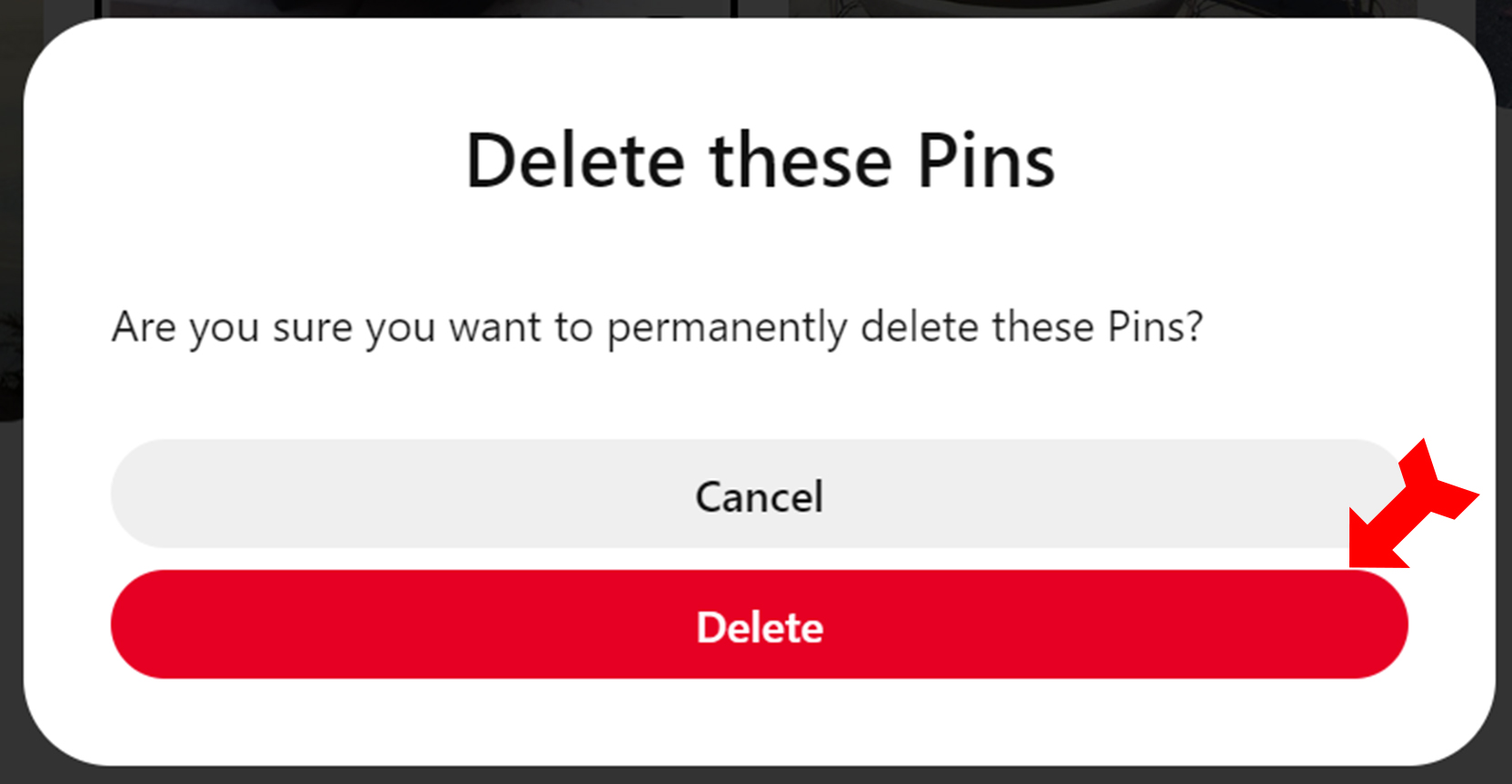 Delete Multiple Pins Confirm Delete