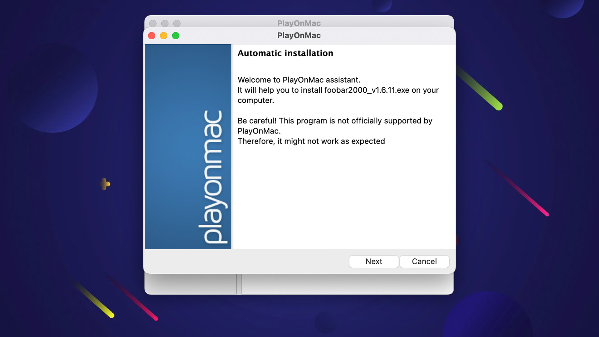 PlayOnMac install executable file