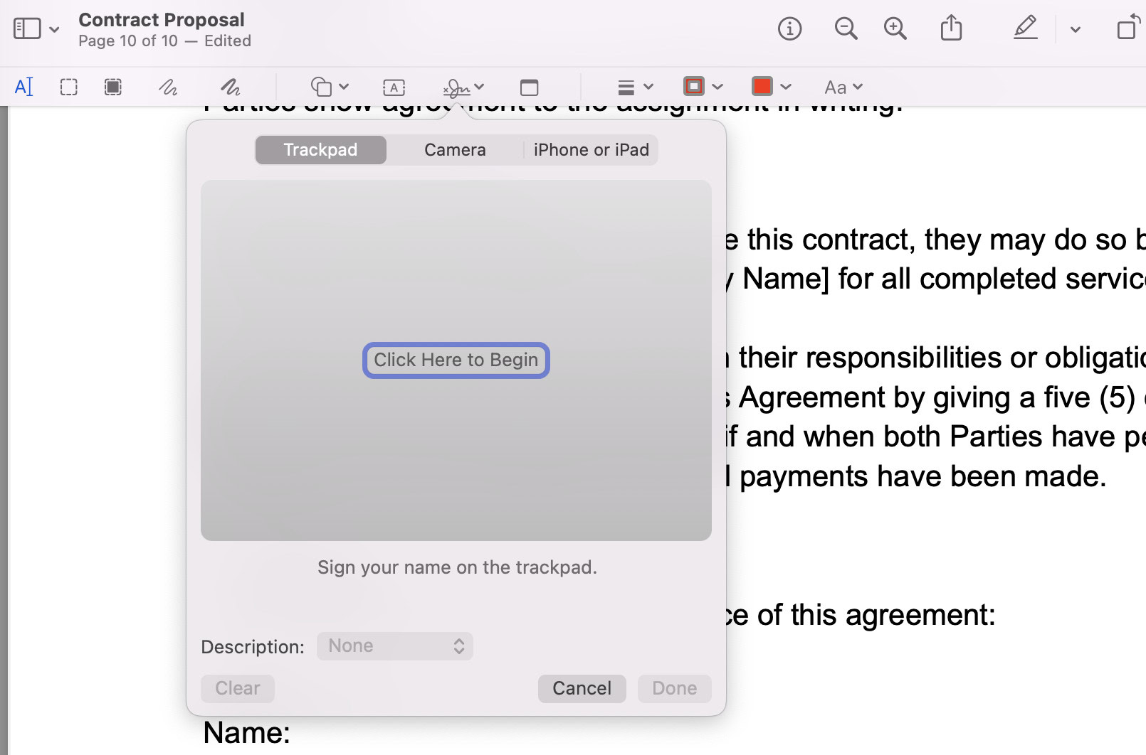 Create a signature for PDF on mac