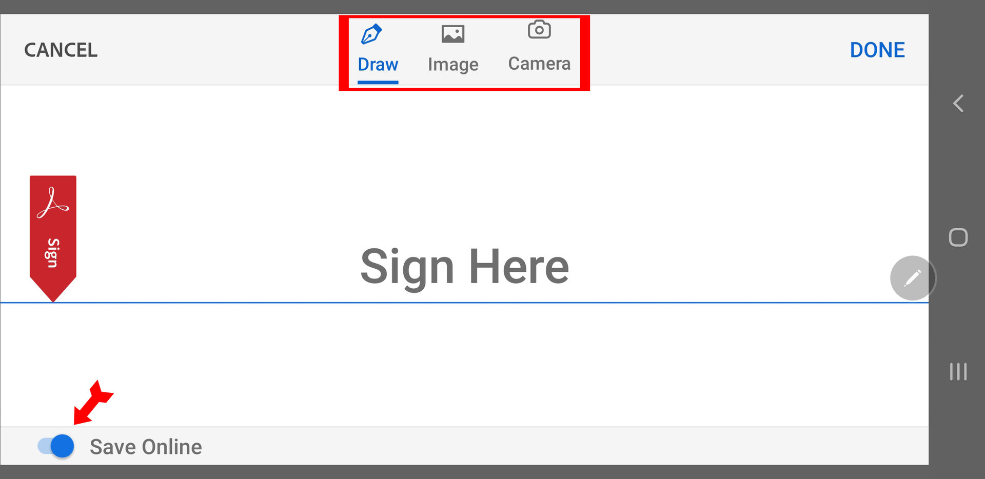 Sign PDF Mobile Signature Box