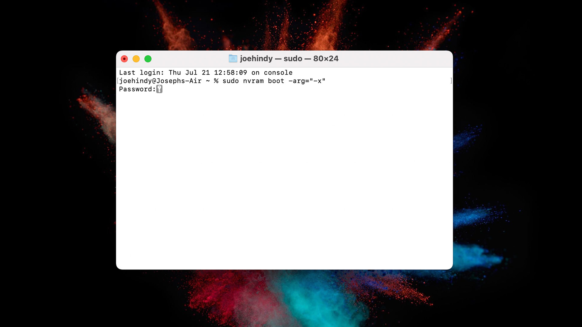 Terminal boot into safe mode macOS
