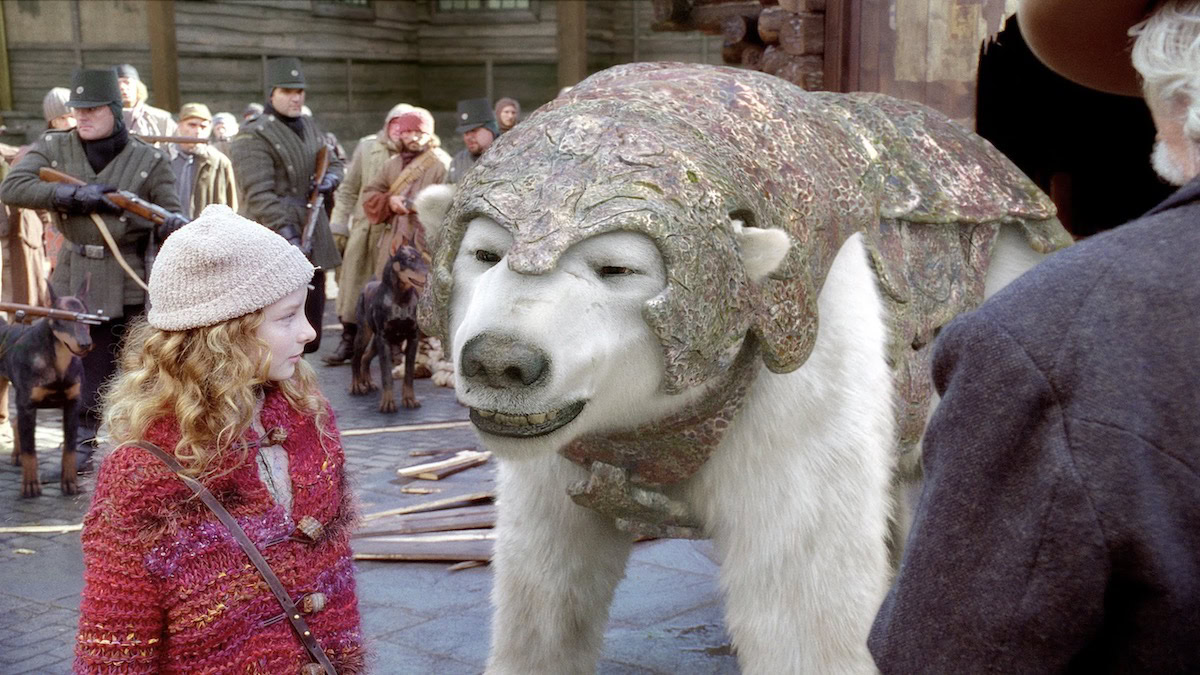 Lyra and a polar bear in The Golden Compass