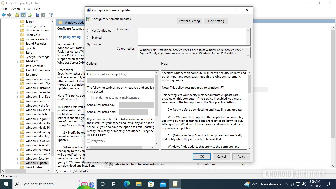 Windows 10 disabilita gli aggiornamenti automatici