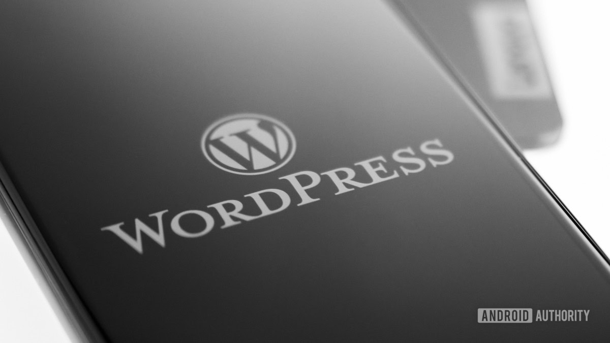 Wordpress on smartphone stock photo 1