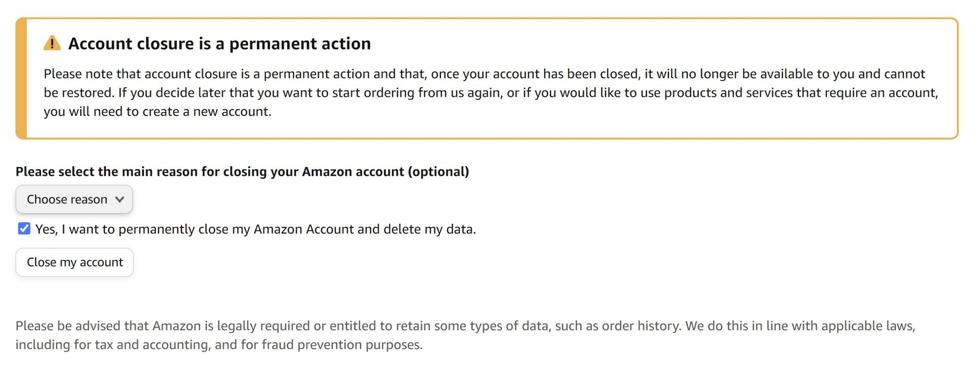 amazon close account