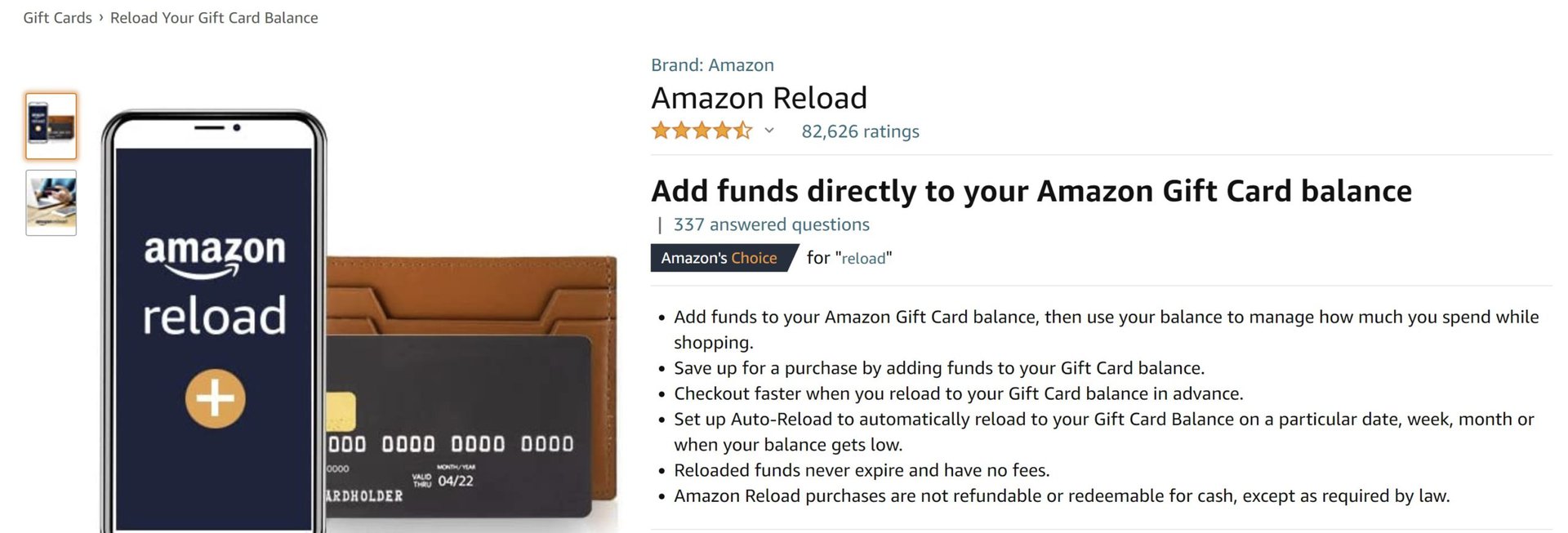 amazon reload gift card balance