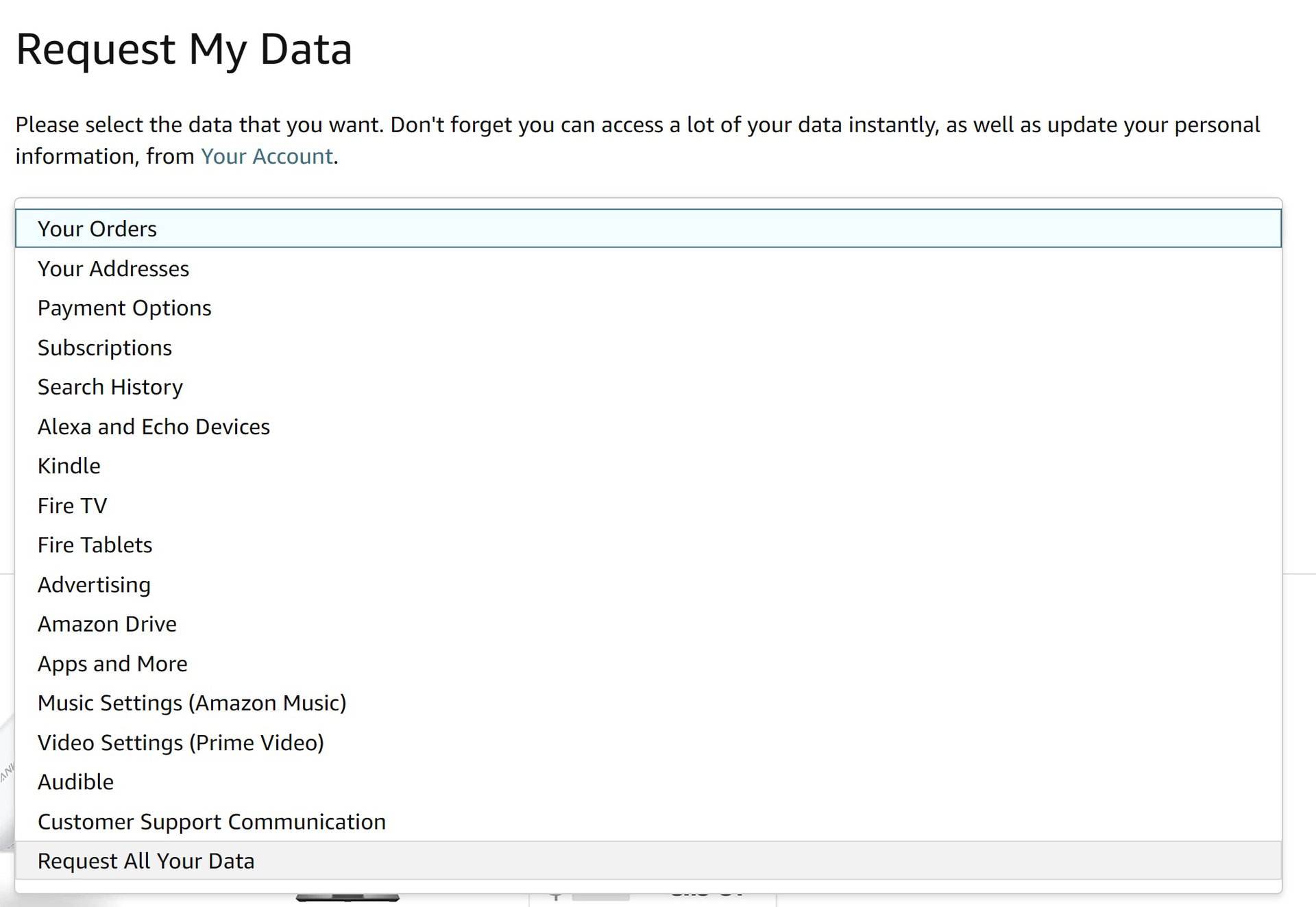 amazon request data