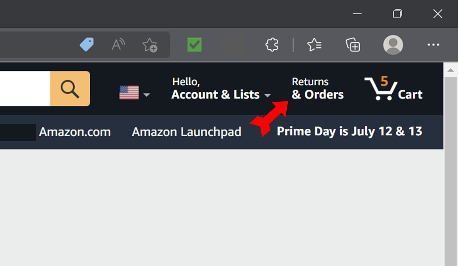 Amazon Returns and Orders Link