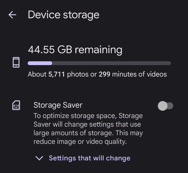 android device storage