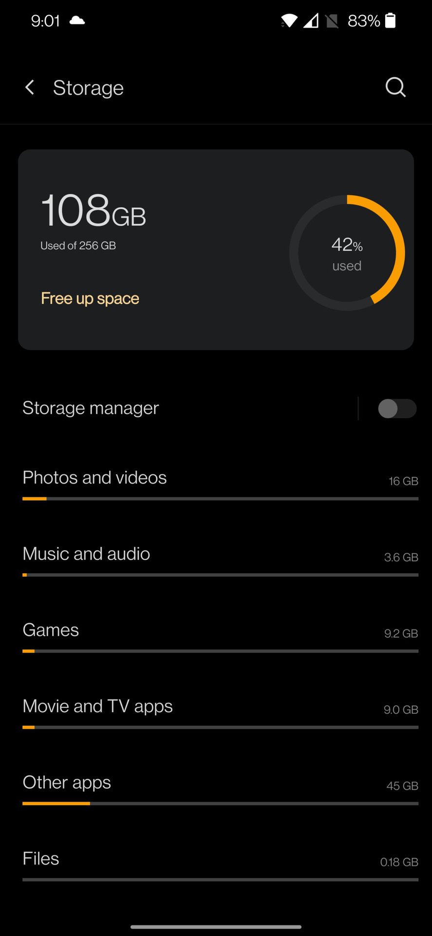 android settings storage