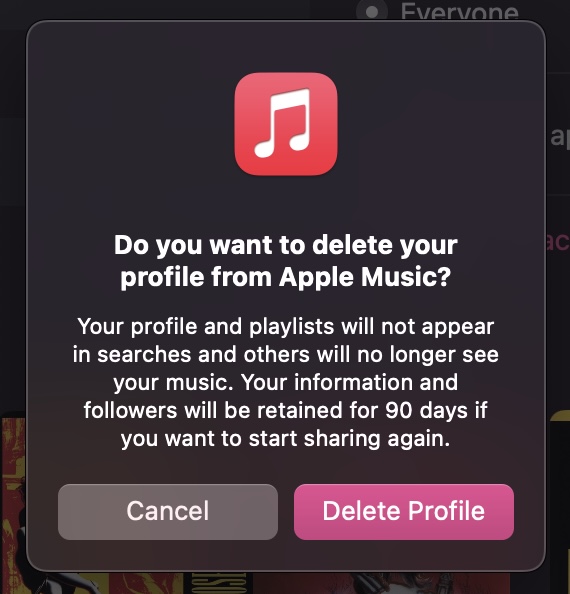 apple menu delete profile confirm
