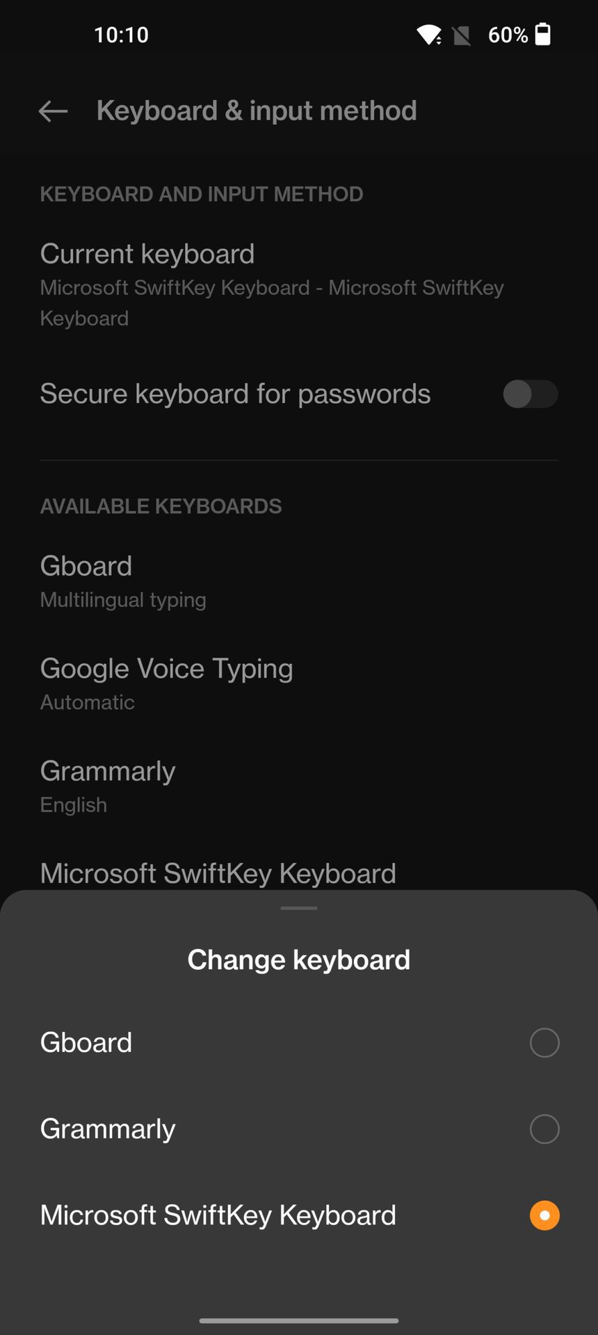 change keyboard android settings