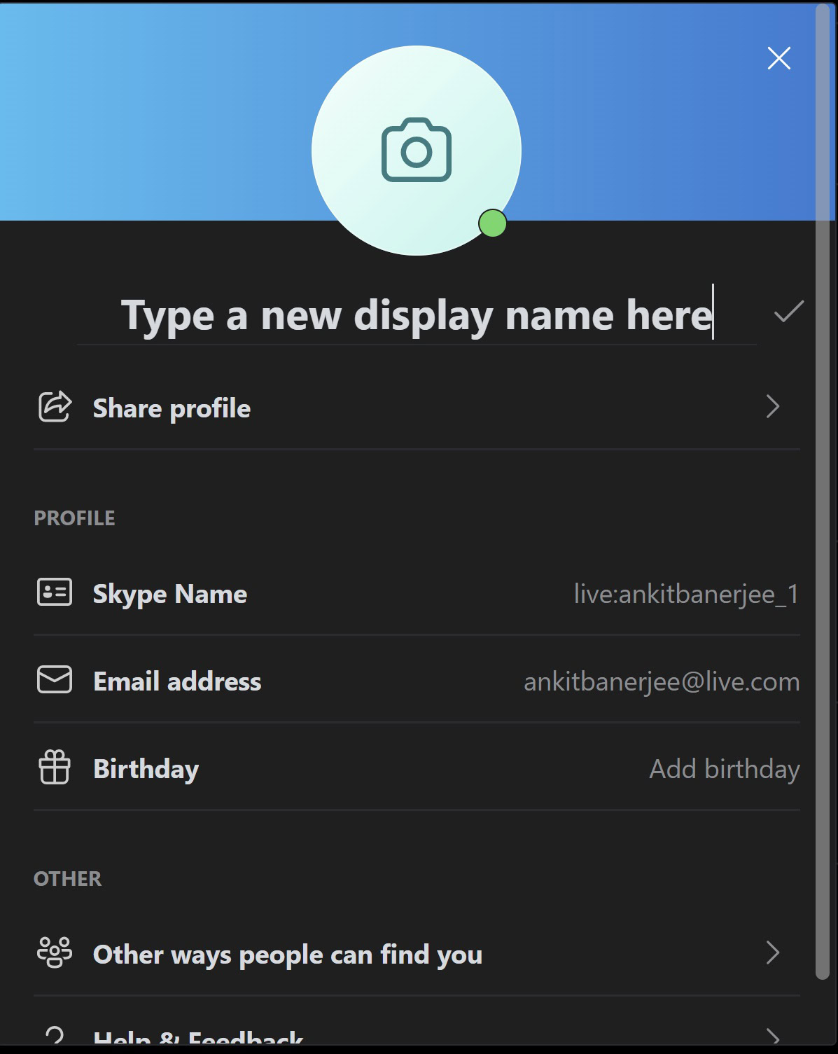 change skype display name desktop