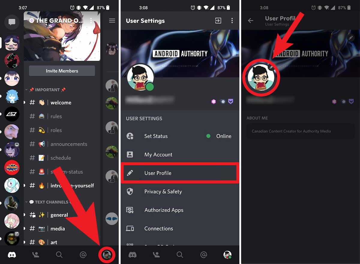 changing profile picture discord mobile