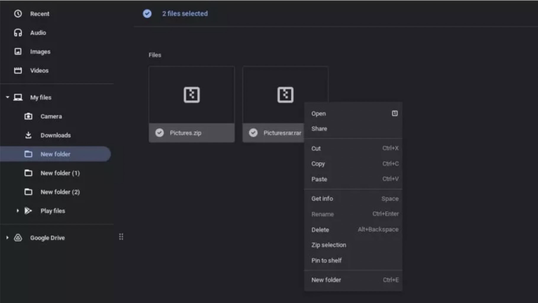 create zip file on chromebook