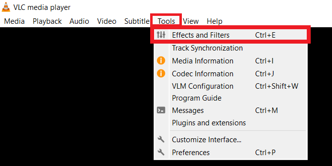 vlc media player menu tools effects and filters