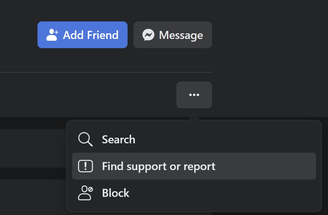 facebook how to report a profile