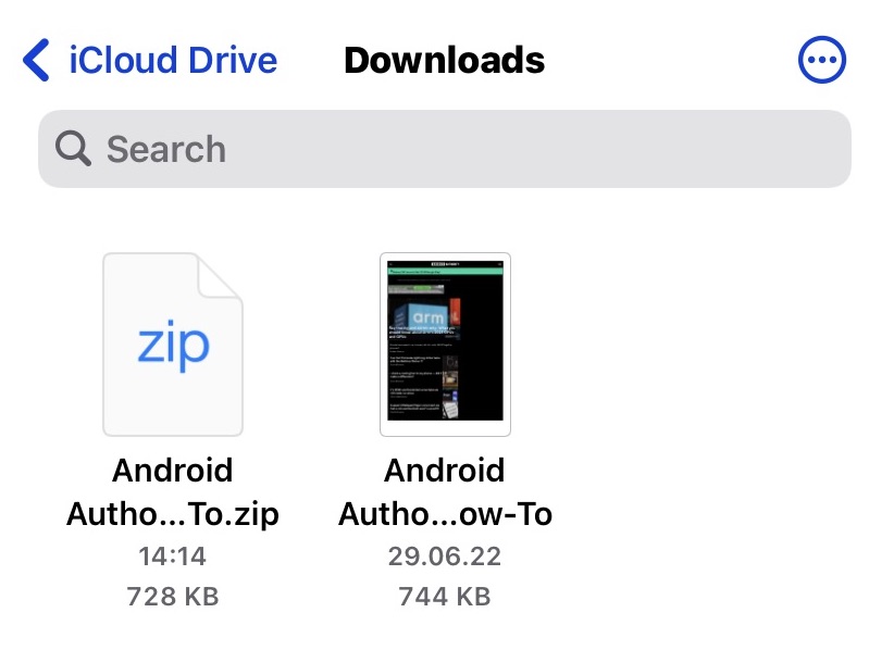 files app ios zipped file