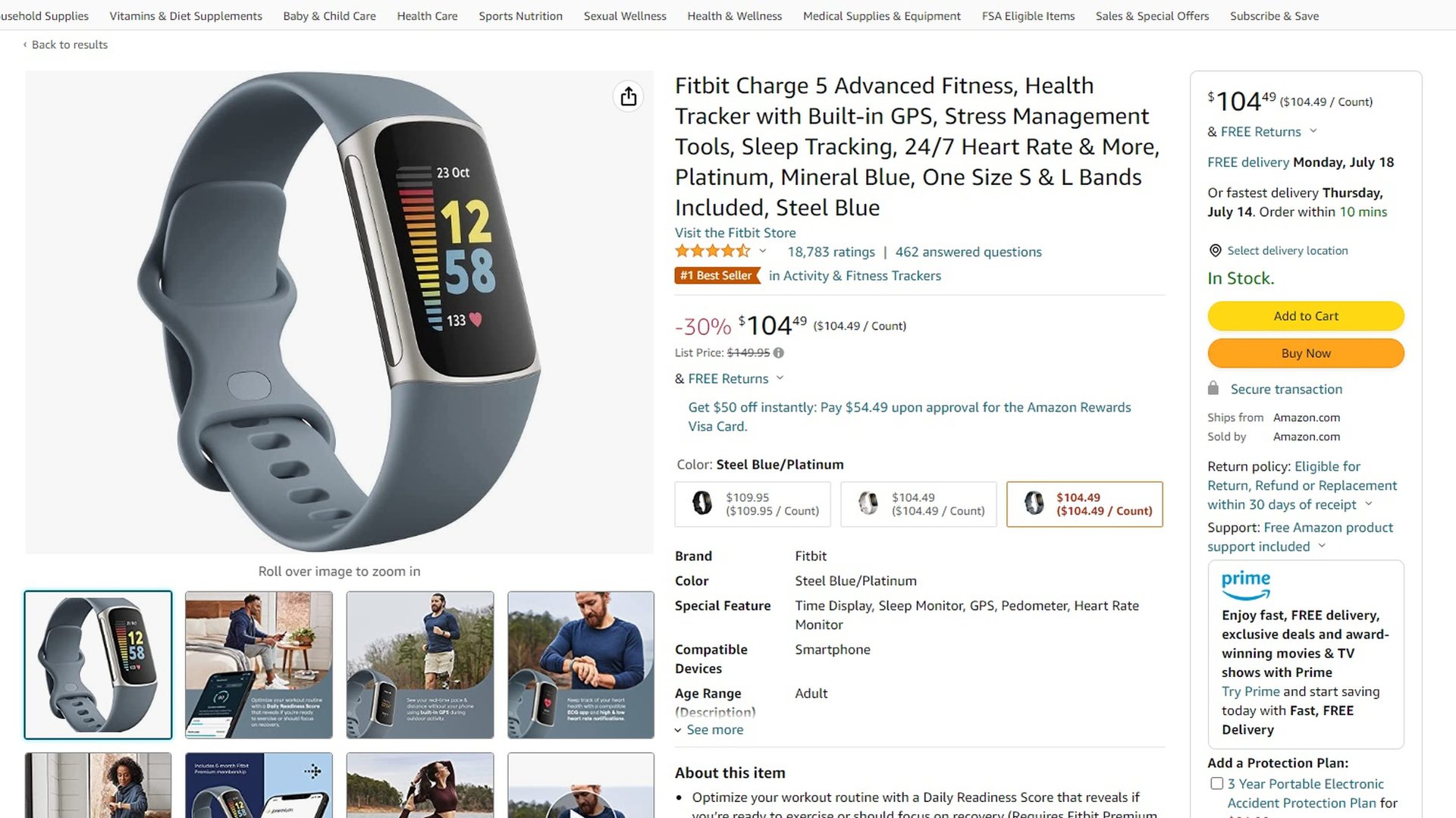 fitbit charge 5 deal amazon prime day 2022