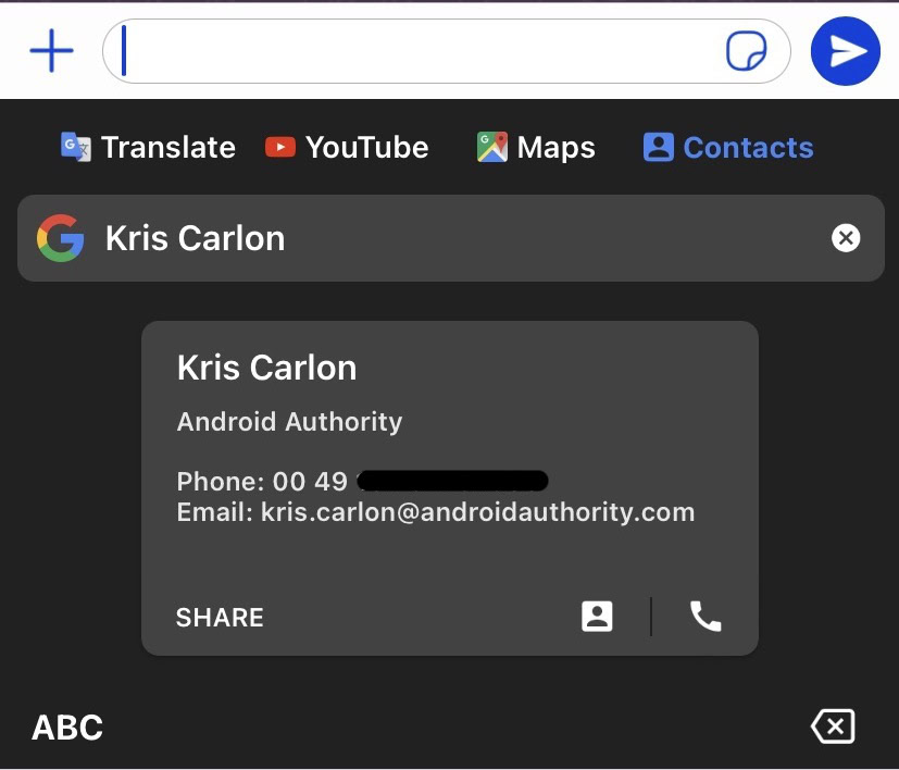 gboard contacts