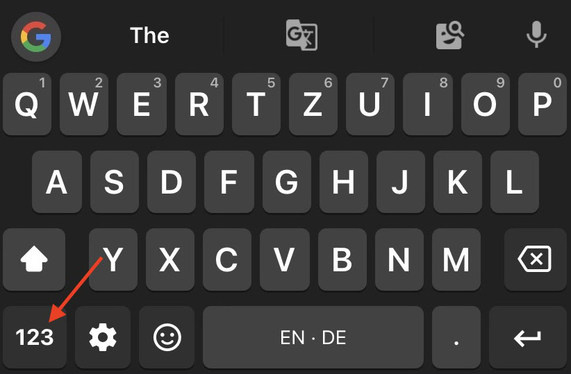 gboard numberpad key