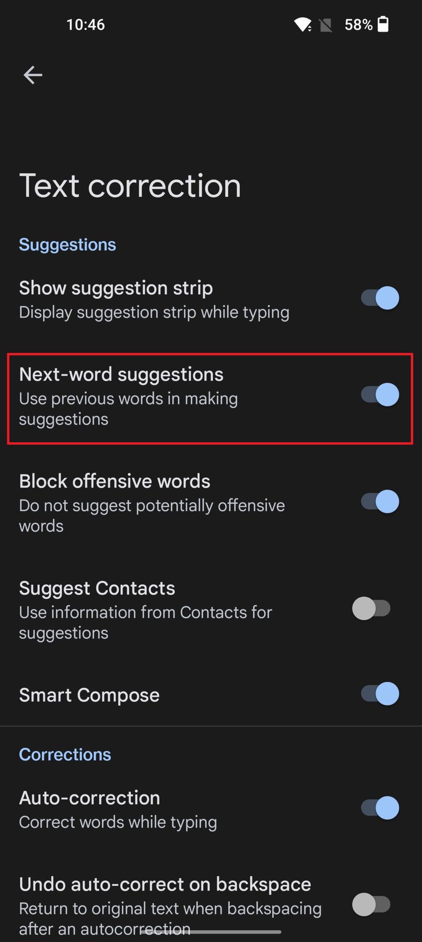 gboard settings turn off predictive text