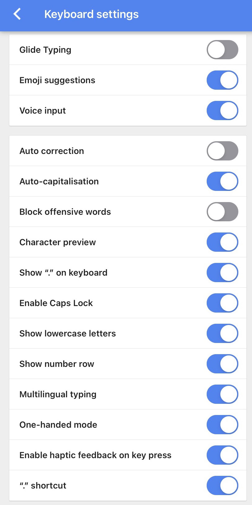 gboard settings