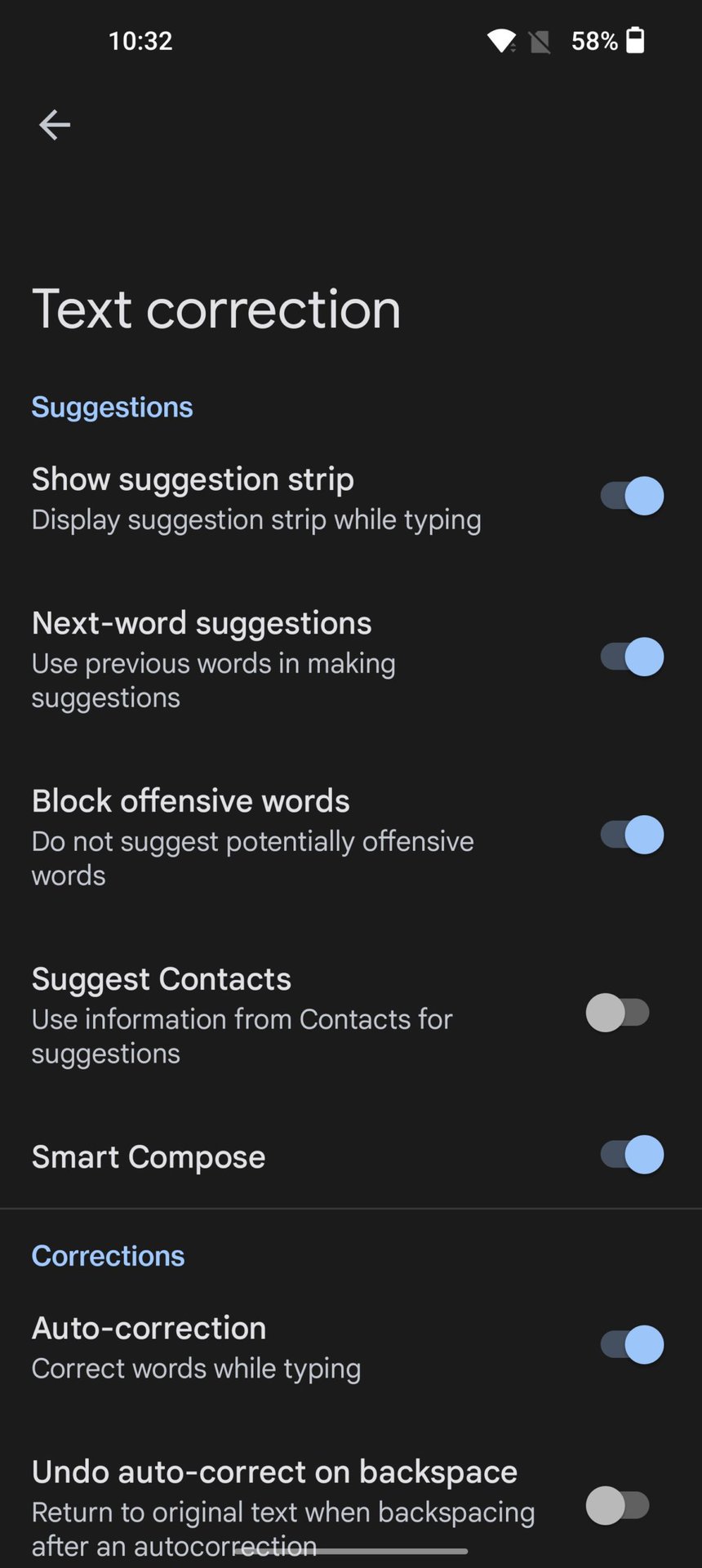 gboard text corrections