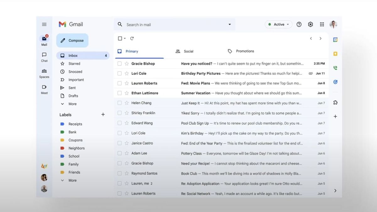 Gmail rolls out new built-in design with Chat, Areas, and Meet apps