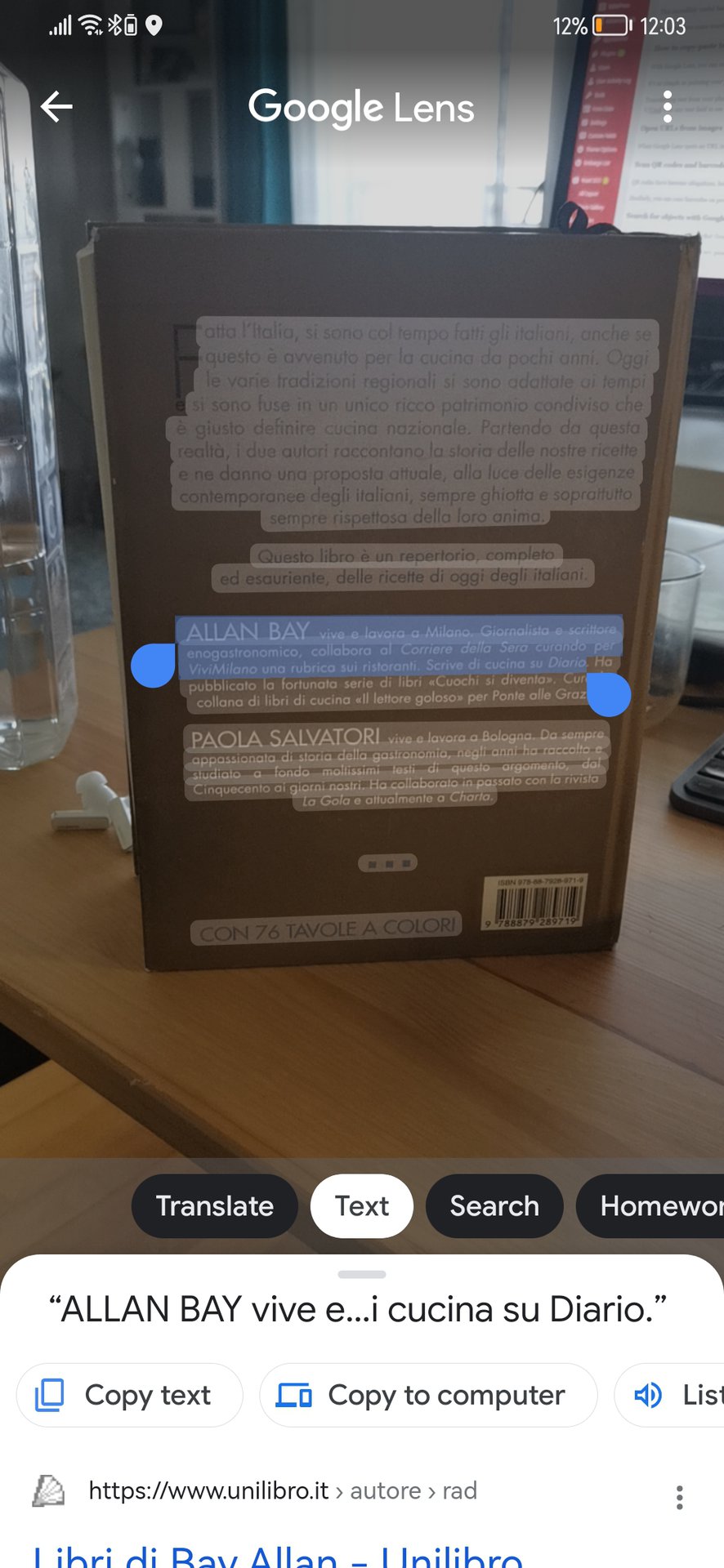 google lens copy text