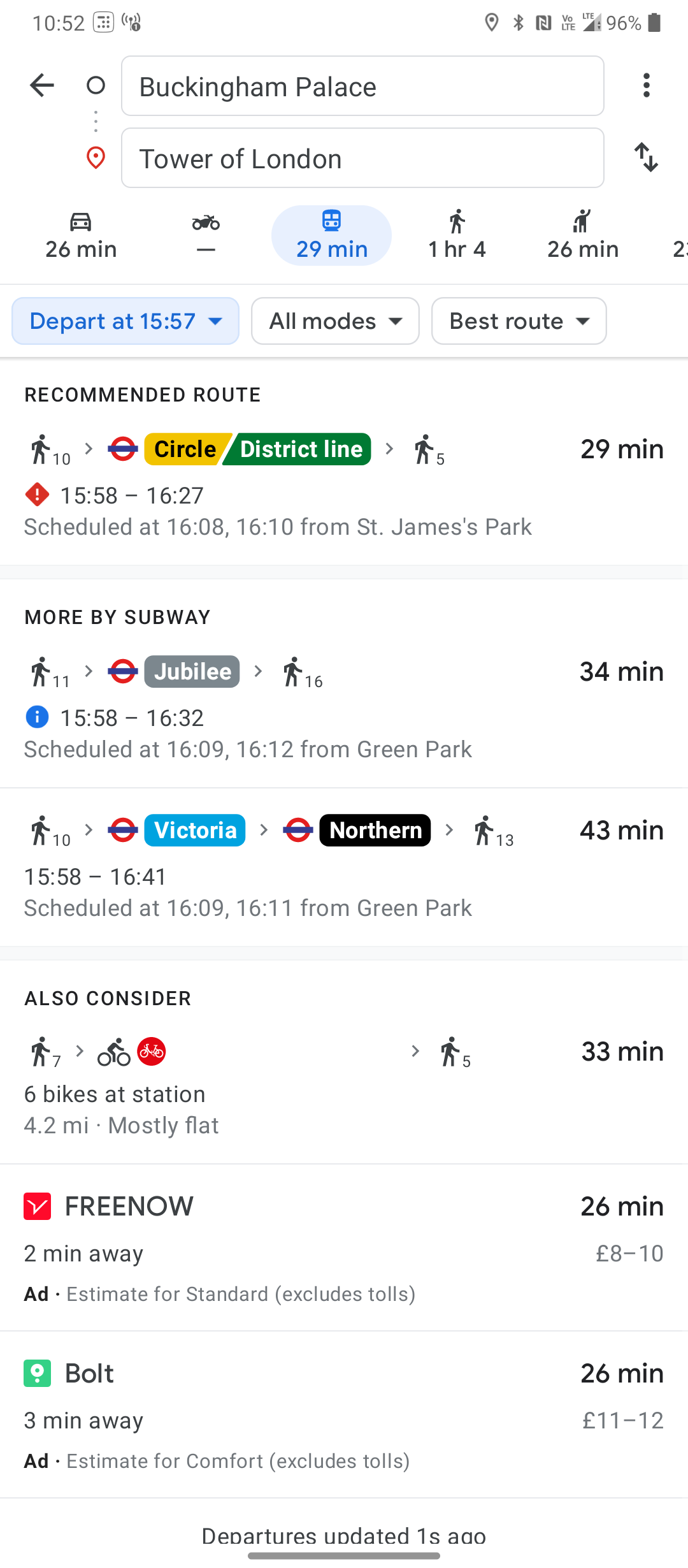 google maps public transport screenshot