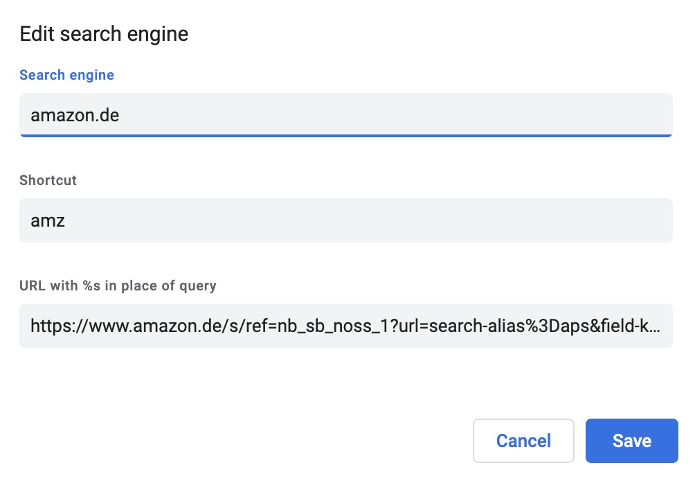 google site search change shortcut
