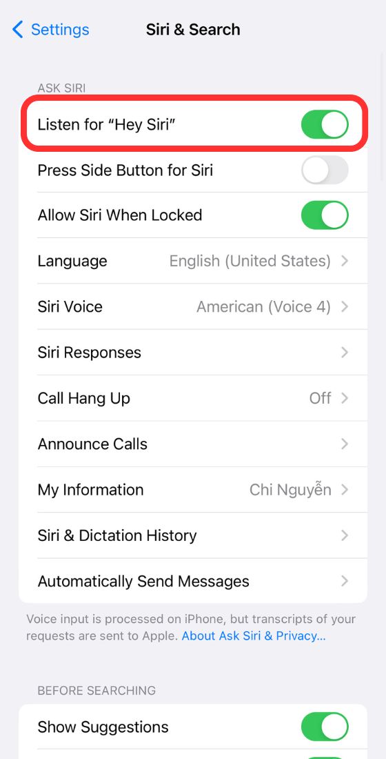 iOS listen for hey Siri