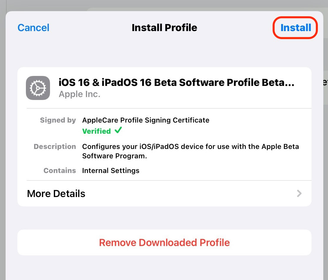 install ios 16 beta profile