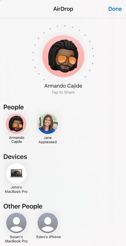 ios airdrop UI