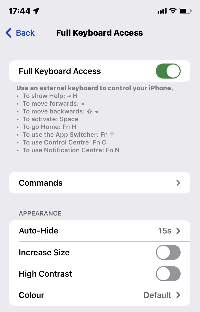 ios full keyboard access