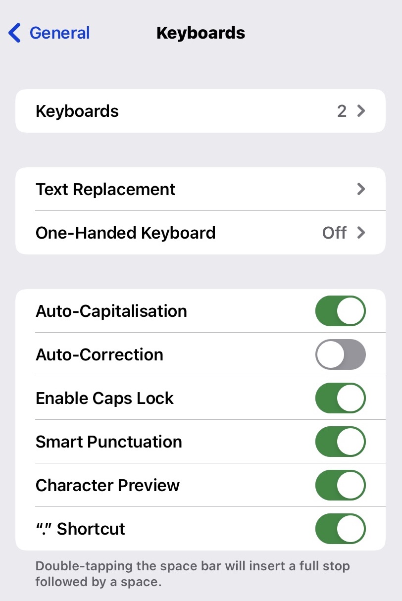 Native keyboard options for iOS