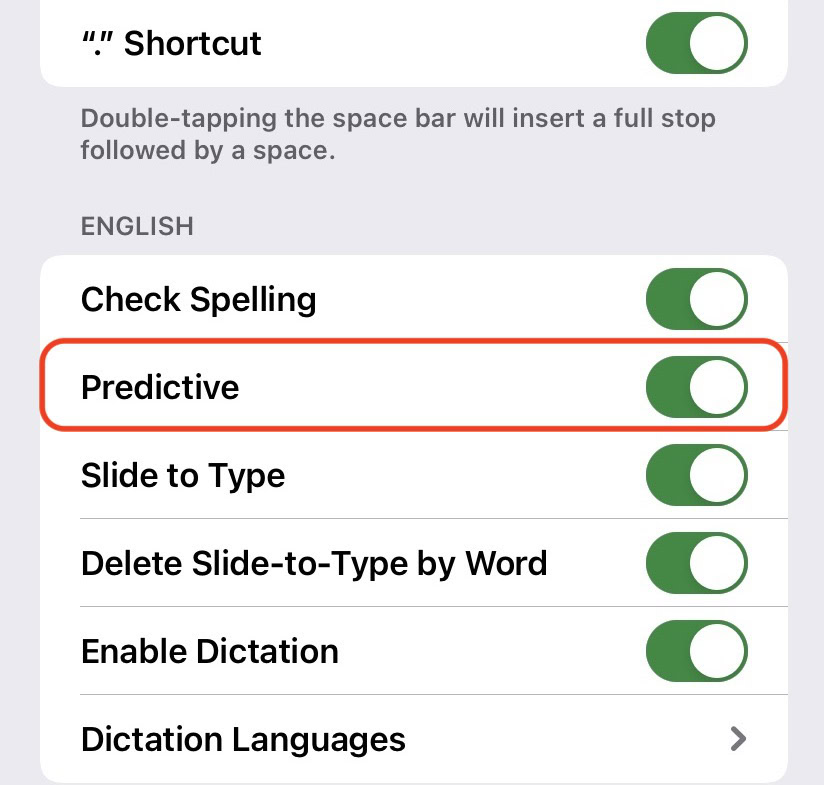 ios predictive text