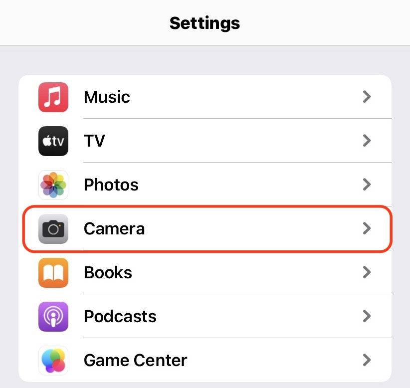 ios settings camera