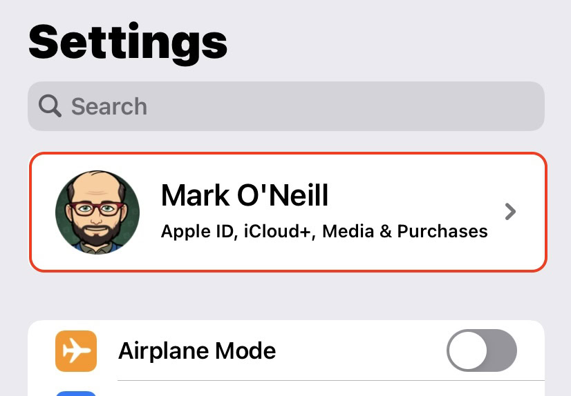 ios settings icloud tab