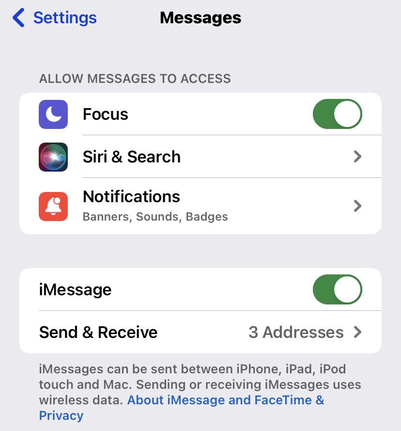 ios settings messages blocked number