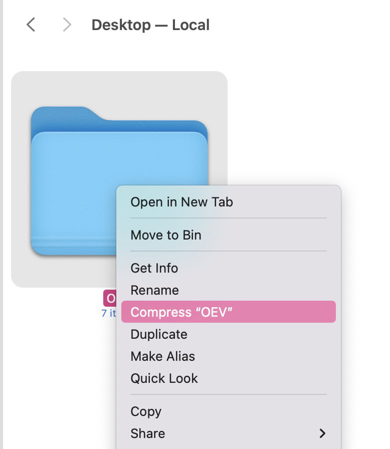 macos zip folder