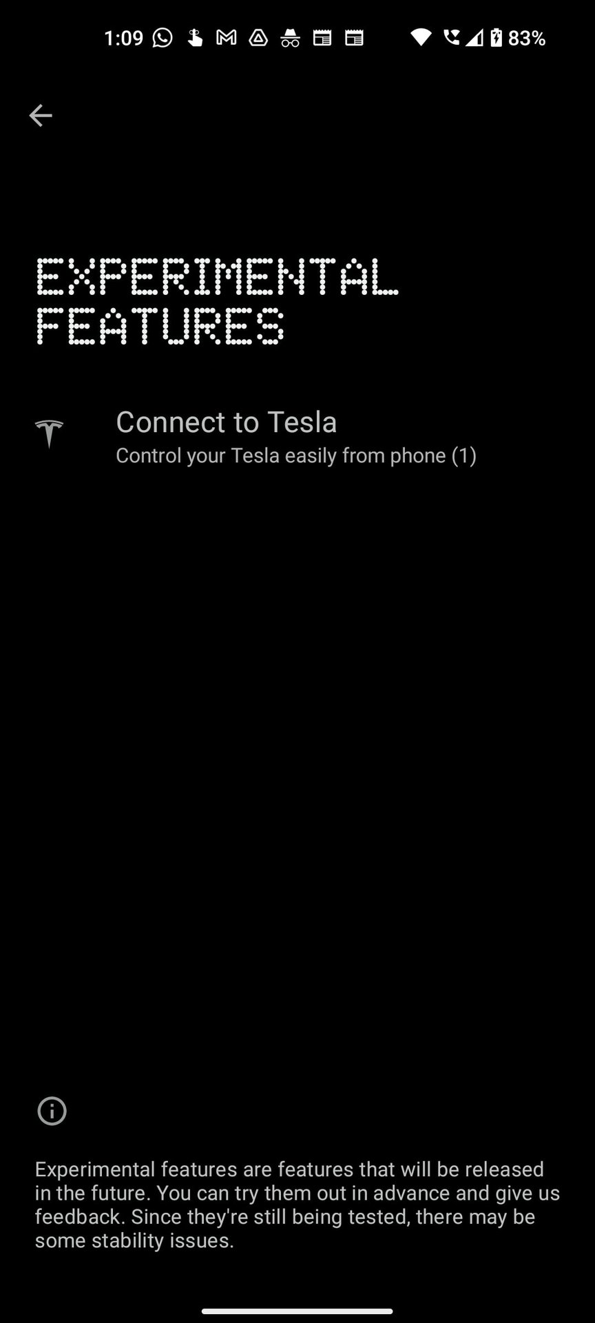 nothing phone 1 connect to tesla screenshot