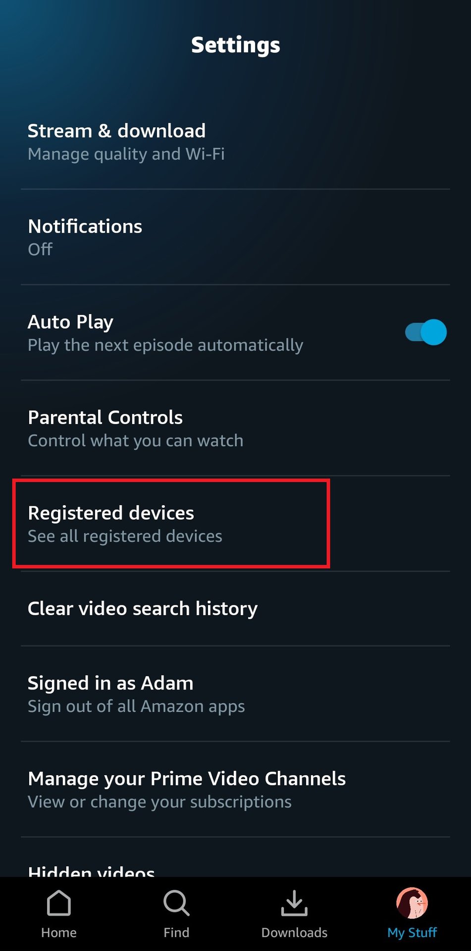 prime app settings