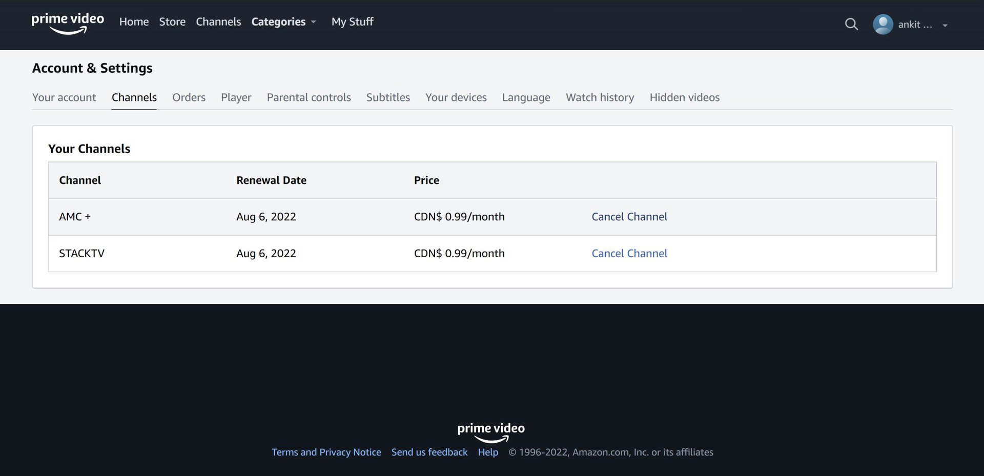 prime video cancel channels