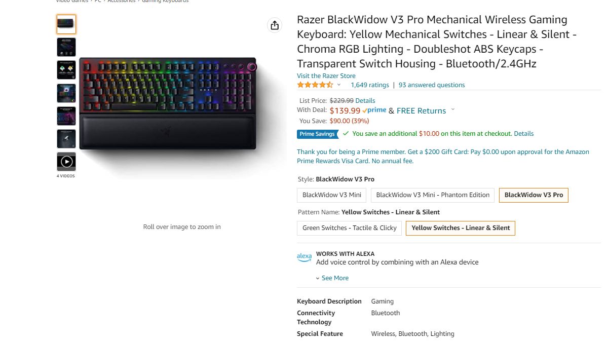 razer black widow keyboard amazon