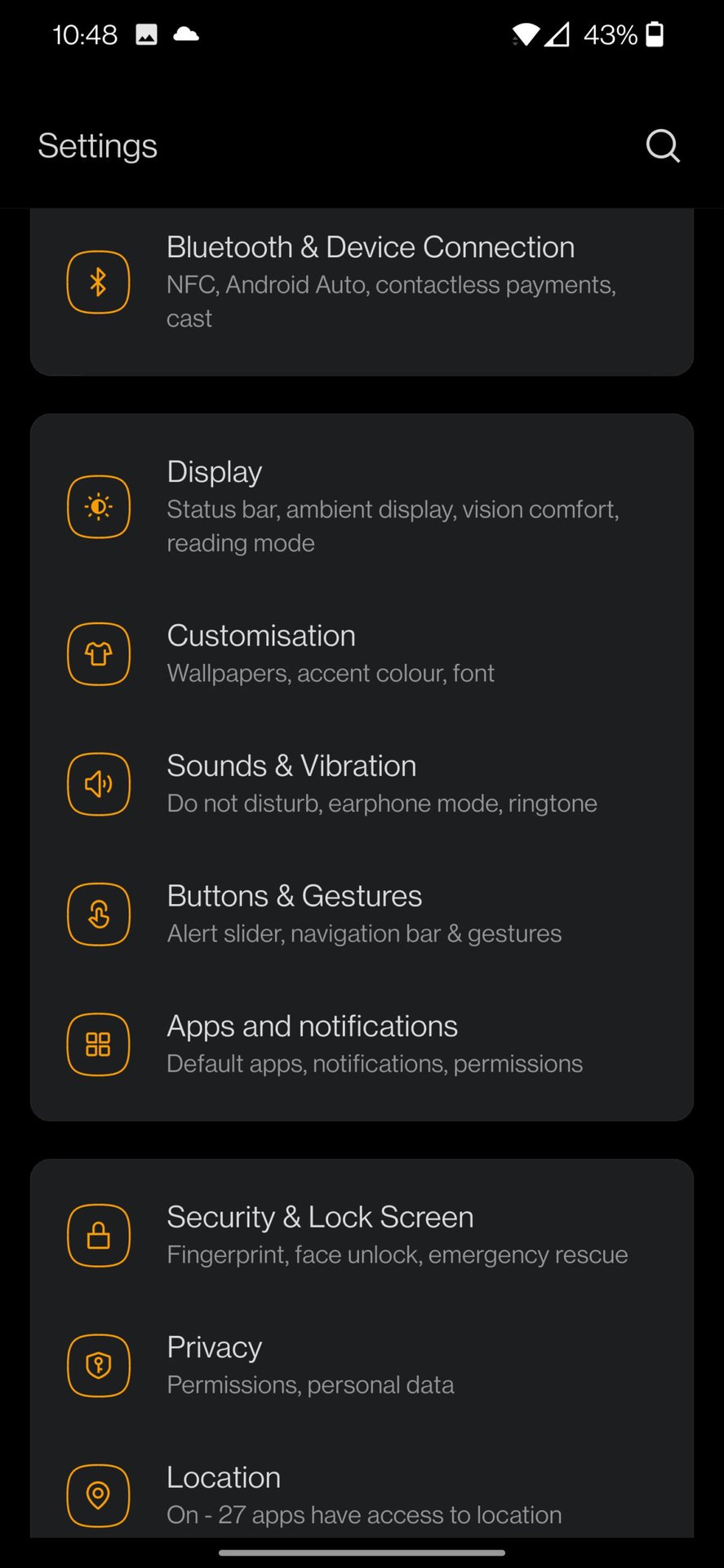 settings apps and notifications