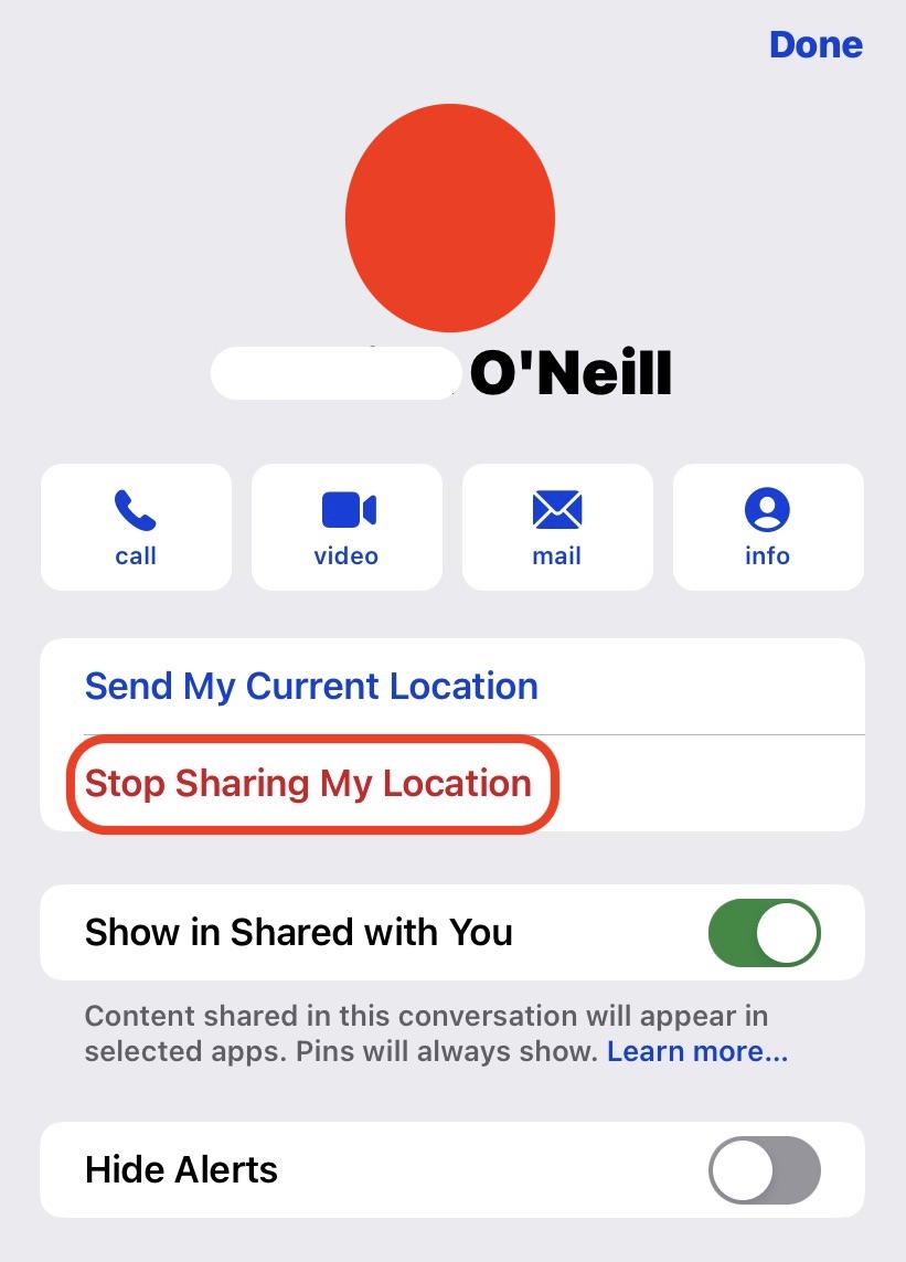 stop sharing location on imessage