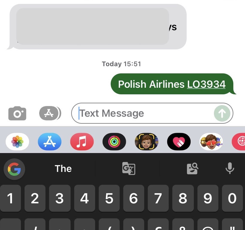 track flight imessage