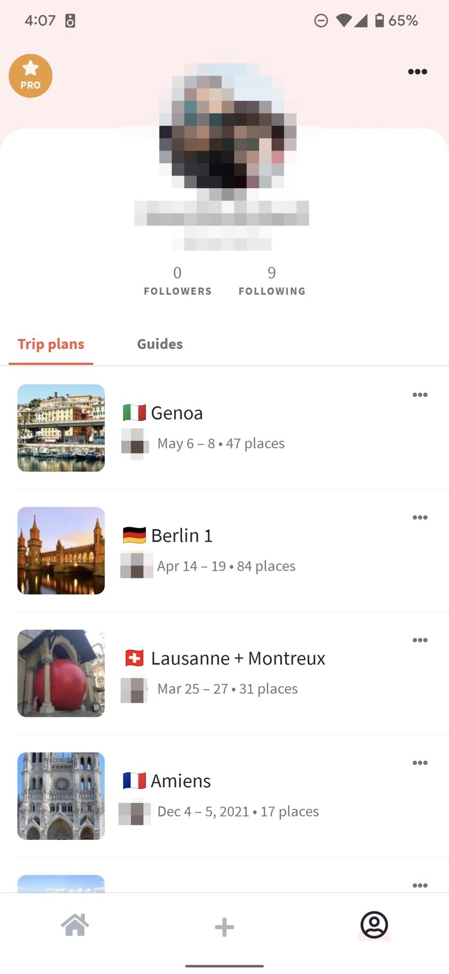 wanderlog travel planning app showing trip plans